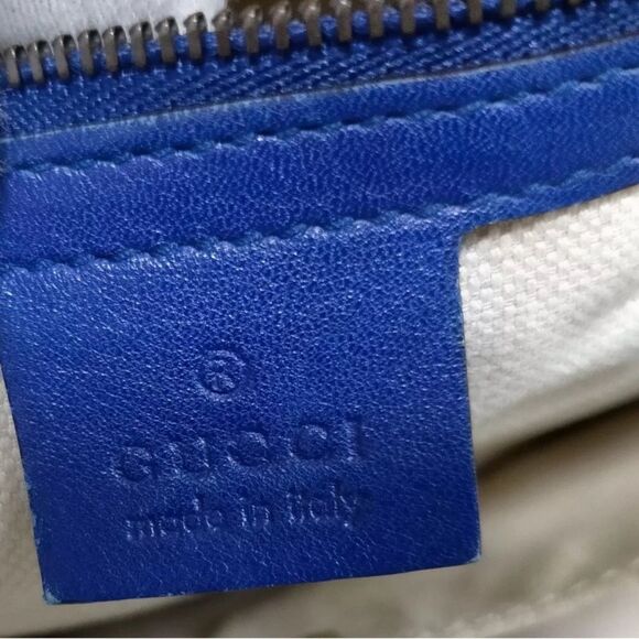 Auth Gucci Medium Bright Bit Blue Patent Leather Tote Bag Horsebit Enamel Purse - Picture 7 of 8